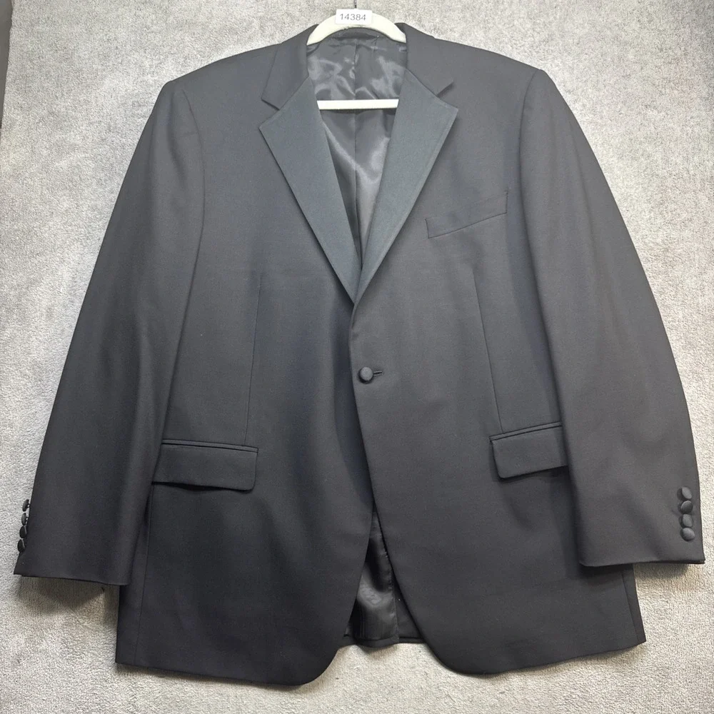 Samuelsohn wool tuxedo jacket black satin‎ lapel formal dinner blazer mens 46R